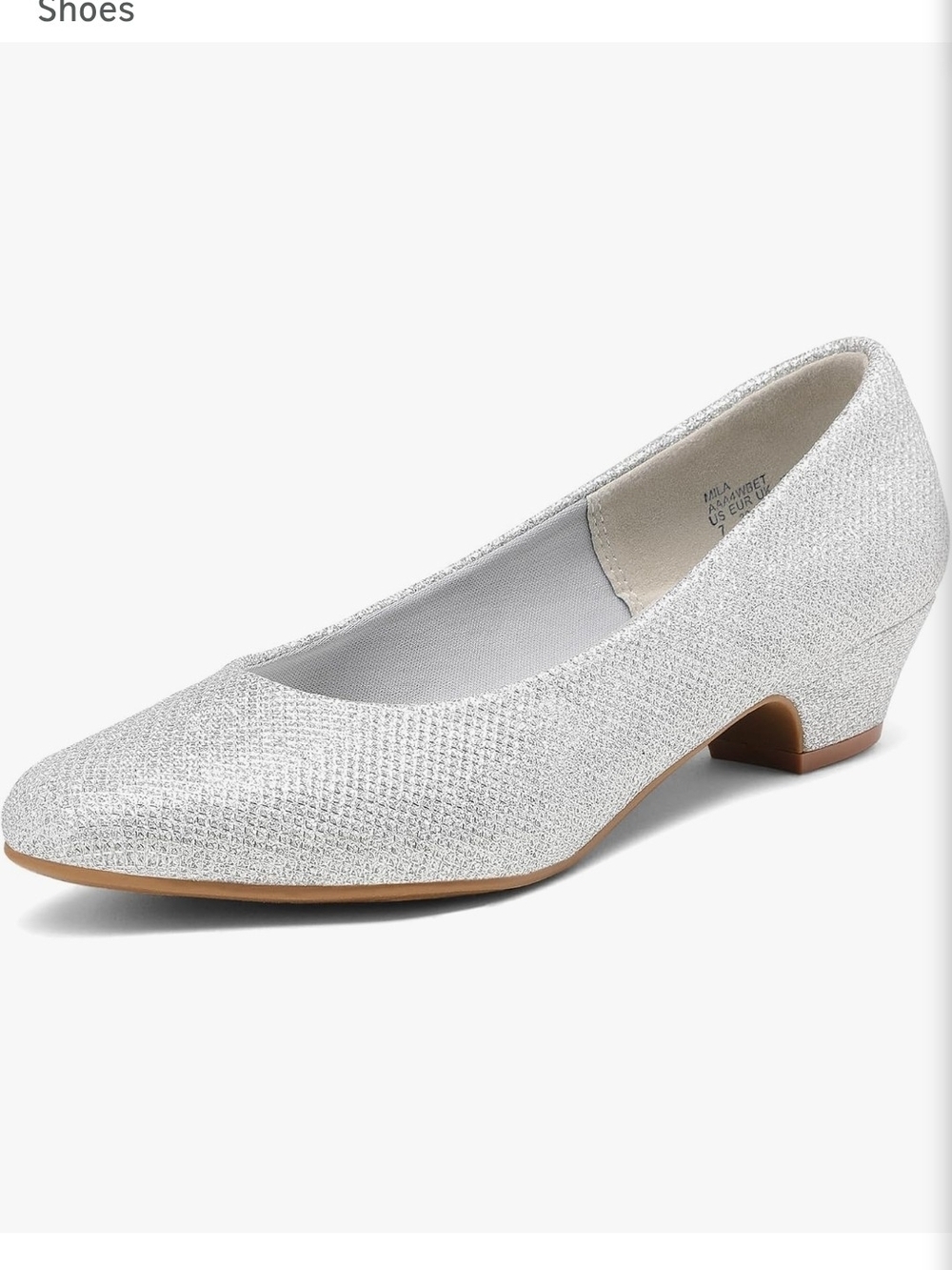 Comfort Silver Low Block Heel Pump for Women